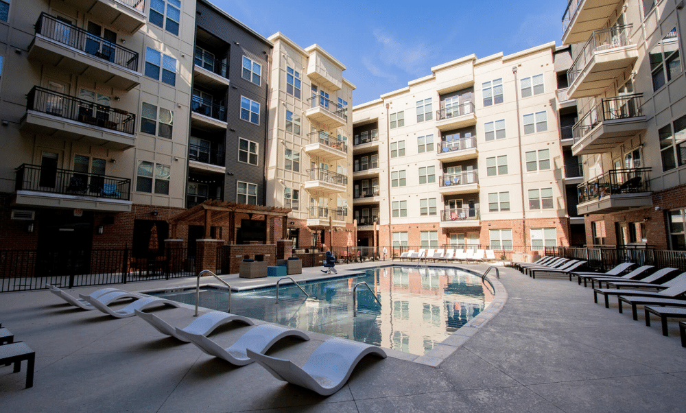 resort style pool signature 1505 luxury off campus apartments near north carolina state university ncsu in raleigh north carolina