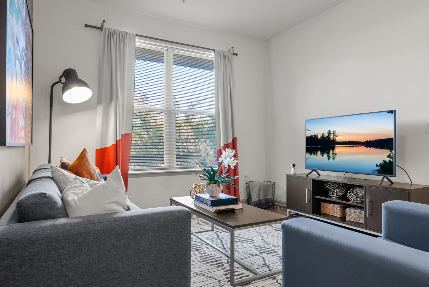 signature 1505 apartments near nc state university fully furnished living room smart tv