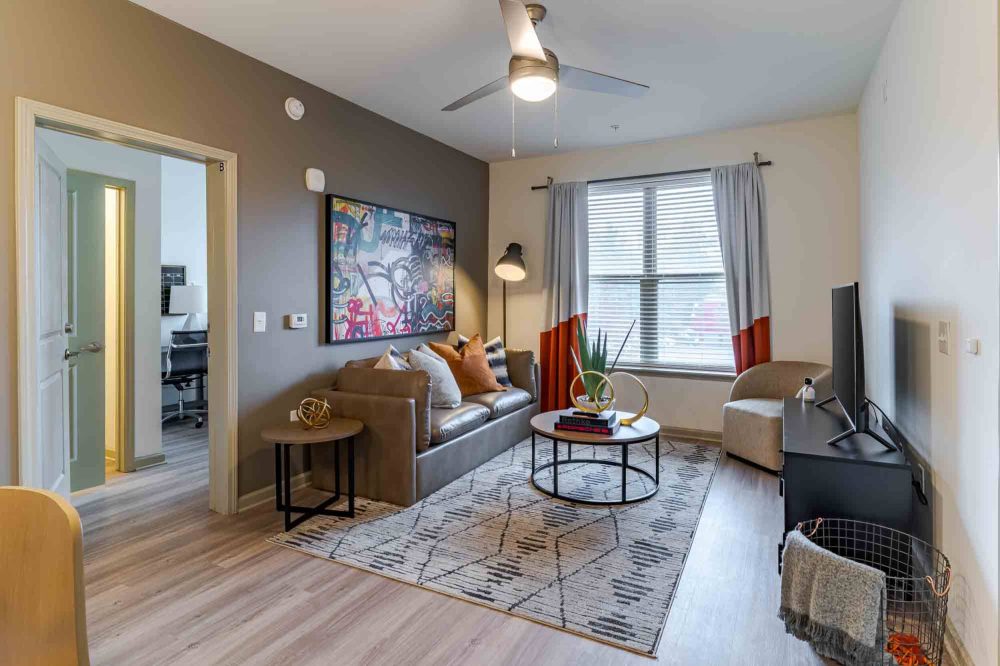 signature 1505 apartments near nc state fully furnished living room