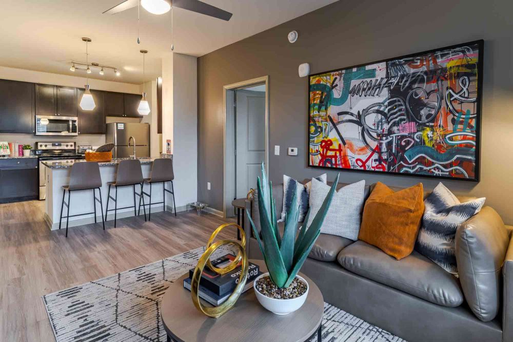 signature 1505 apartments near nc state fully furnished living room vinyl flooring throughout